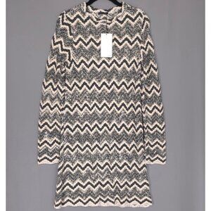NWT ZARA COLLECTION Crochet Knit Chevron Mini Dress MEDIUM 5643/025/070 PORTUGAL